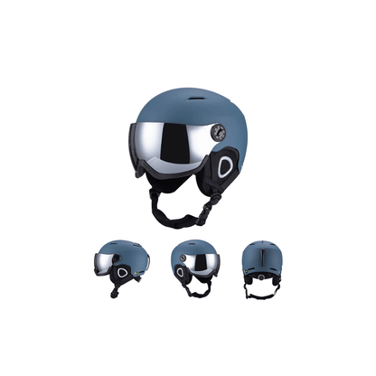 Skihelm mit integriertem Visier, Anti-Beschlag – Navyblau