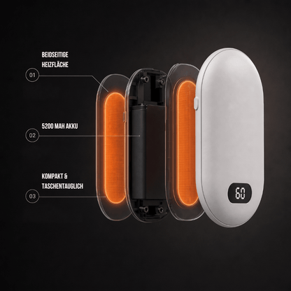 Handwärmer wiederaufladbar, beidseitig, 5200 mAh – Ansicht 6