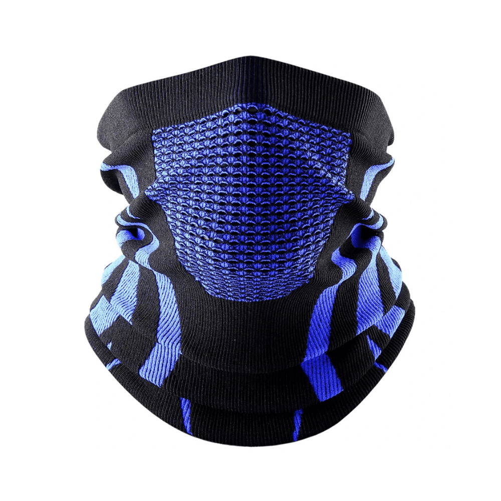Hals- und Gesichtstuch mit Atemloch, elastisch – Schwarz/Blau