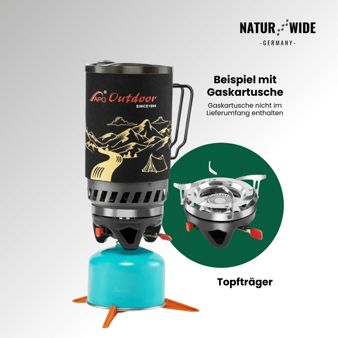 Kochsystem 1,4 L mit Gaskocher & Piezozündung – Ansicht 9