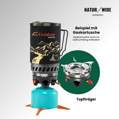 Kochsystem 1,4 L mit Gaskocher & Piezozündung – Ansicht 9