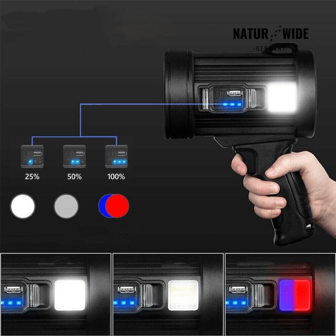LED-Handstrahler mit Akku, Solar & Powerbank – Ansicht 10