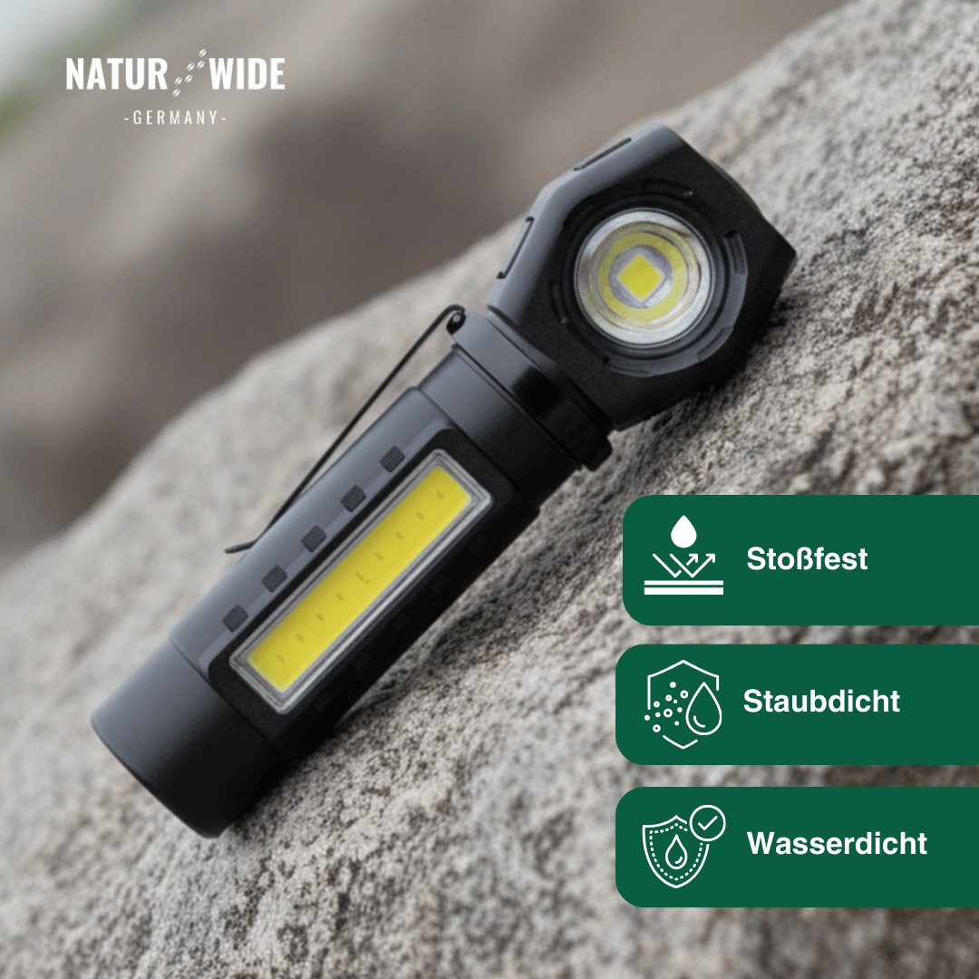 2-in-1 LED-Taschenlampe & Stirnlampe, USB-C – Ansicht 8