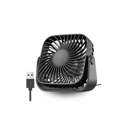 USB-Tischventilator 10 cm, 3 Stufen, neigbar – Schwarz