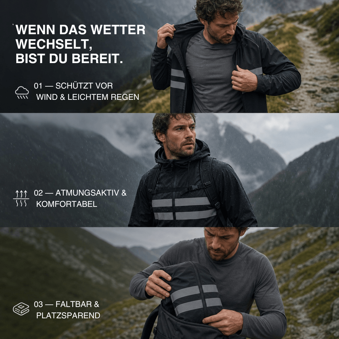 Ultraleichte Regenjacke Pro mit Reflektoren – Ansicht 7