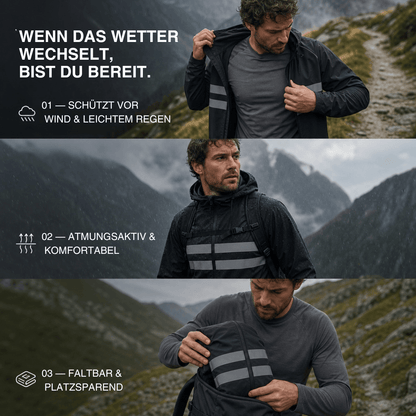 Ultraleichte Regenjacke Pro mit Reflektoren – Ansicht 7