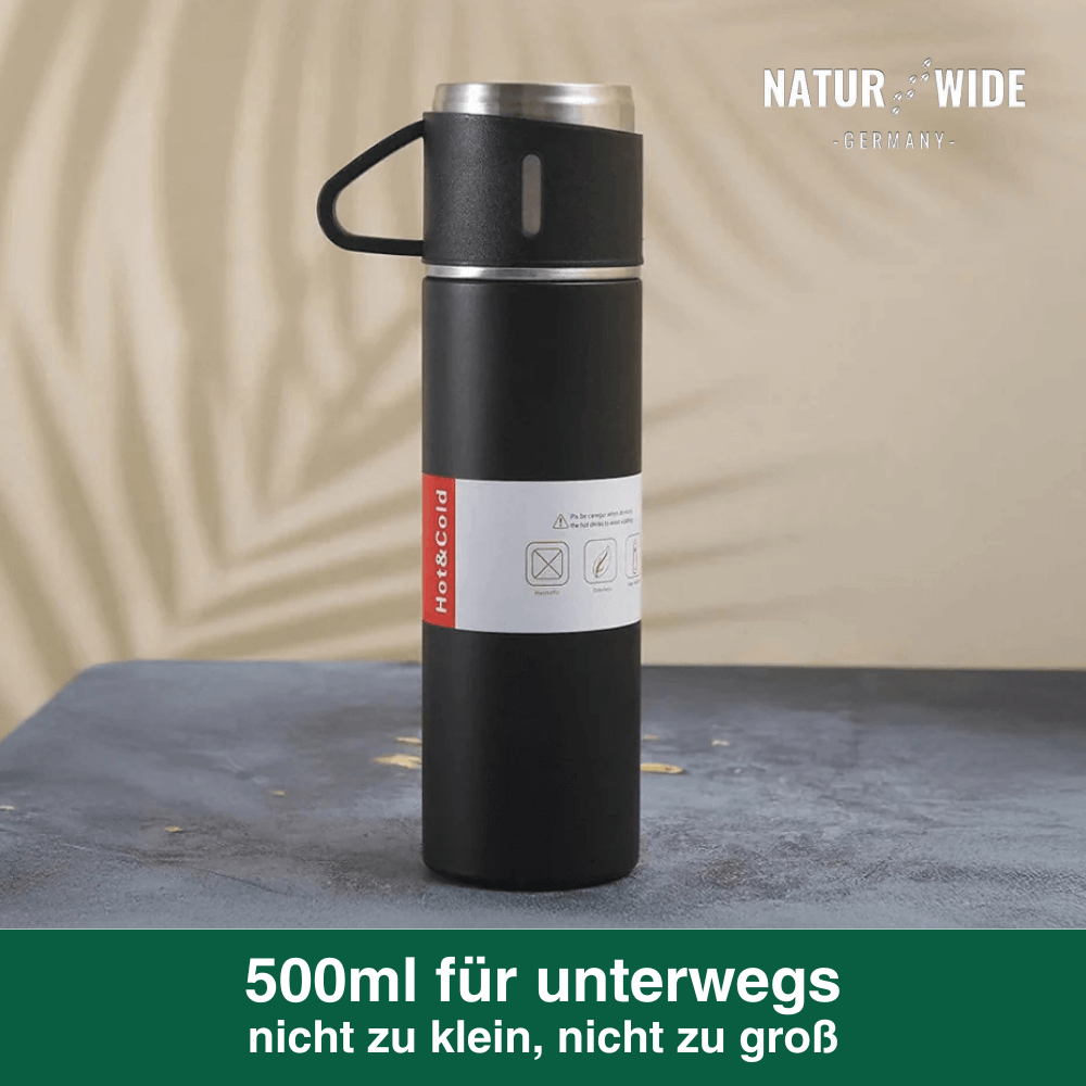 Thermosflasche 500 ml mit 3 Tassen, Edelstahl – Ansicht 14