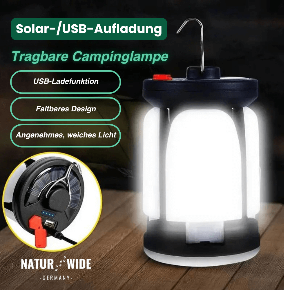 Faltbare LED-Campinglampe mit Solar & Powerbank – Ansicht 5