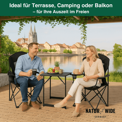 Gepolsterter Campingstuhl mit Getränkehalter – Ansicht 2
