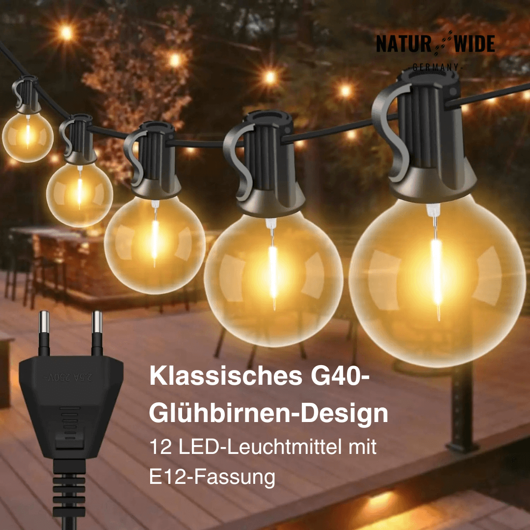 G40 LED-Lichterkette außen, bruchfest, 3–15 m – Ansicht 2