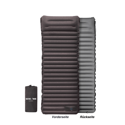 Isomatte Pro mit Kissen & Fußpumpe, 10 cm dick – Schwarz