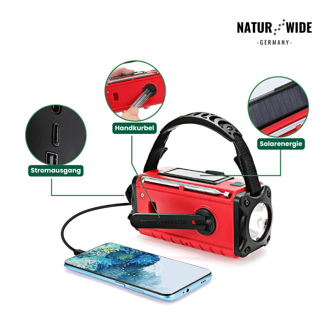 Kurbelradio mit Solar und 10.000-mAh-Powerbank – Ansicht 5