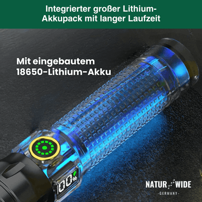 Alu-LED-Taschenlampe mit Zoom und Akkuanzeige – Ansicht 8