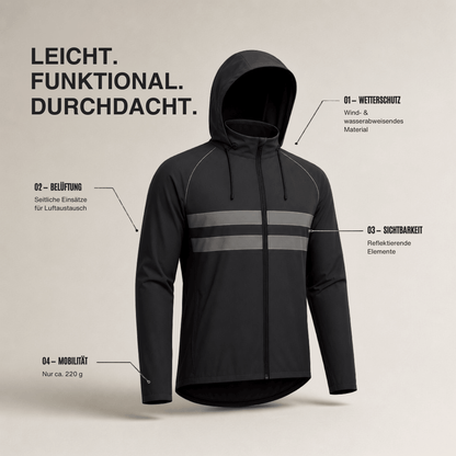 Ultraleichte Regenjacke Pro mit Reflektoren – Ansicht 3
