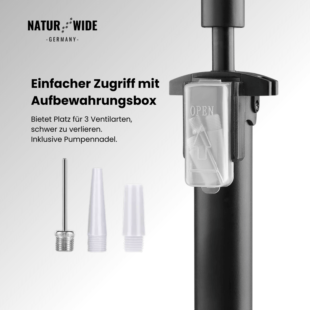Fahrradpumpe 11 bar mit Manometer, alle Ventile – Ansicht 12