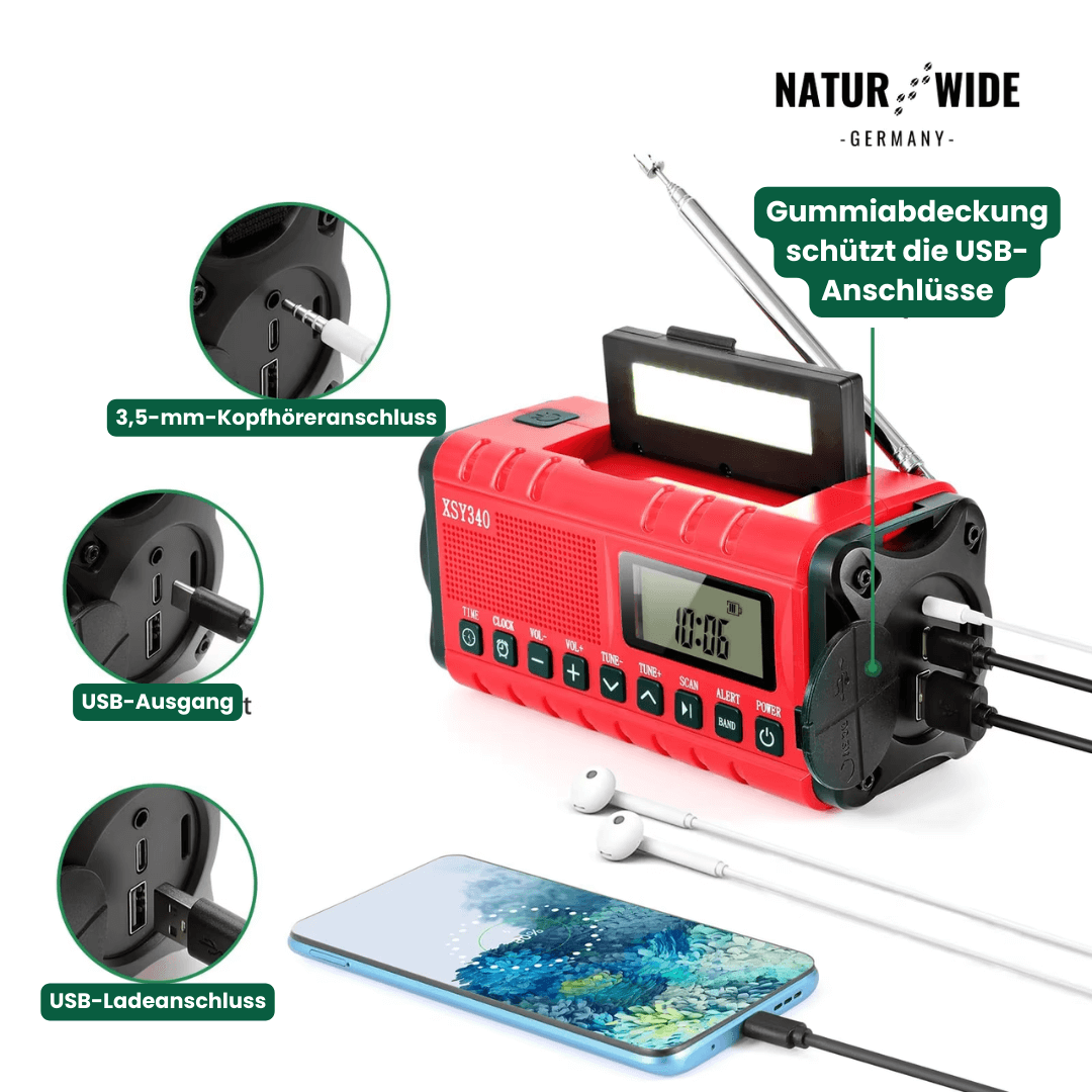 Kurbelradio mit Solar und 10.000-mAh-Powerbank – Ansicht 7