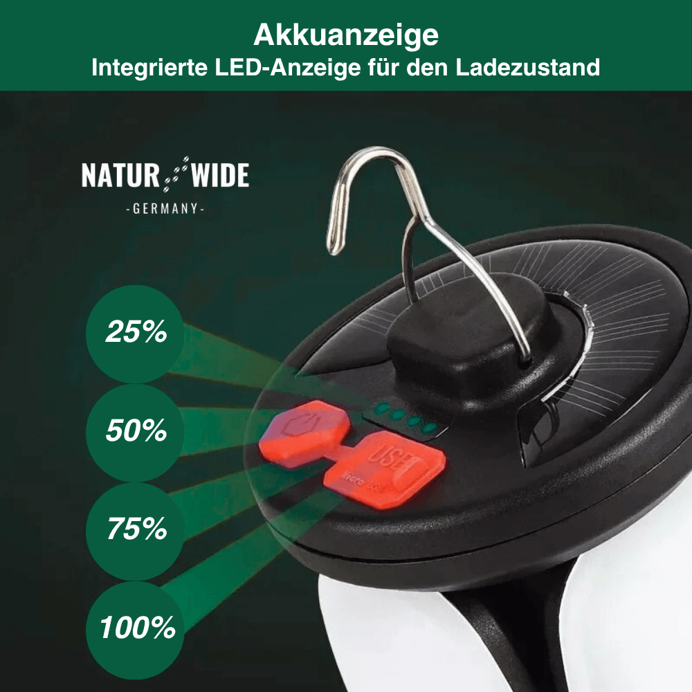 Faltbare LED-Campinglampe mit Solar & Powerbank – Ansicht 3