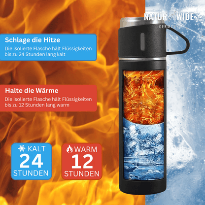 Thermosflasche 500 ml mit 3 Tassen, Edelstahl – Ansicht 10
