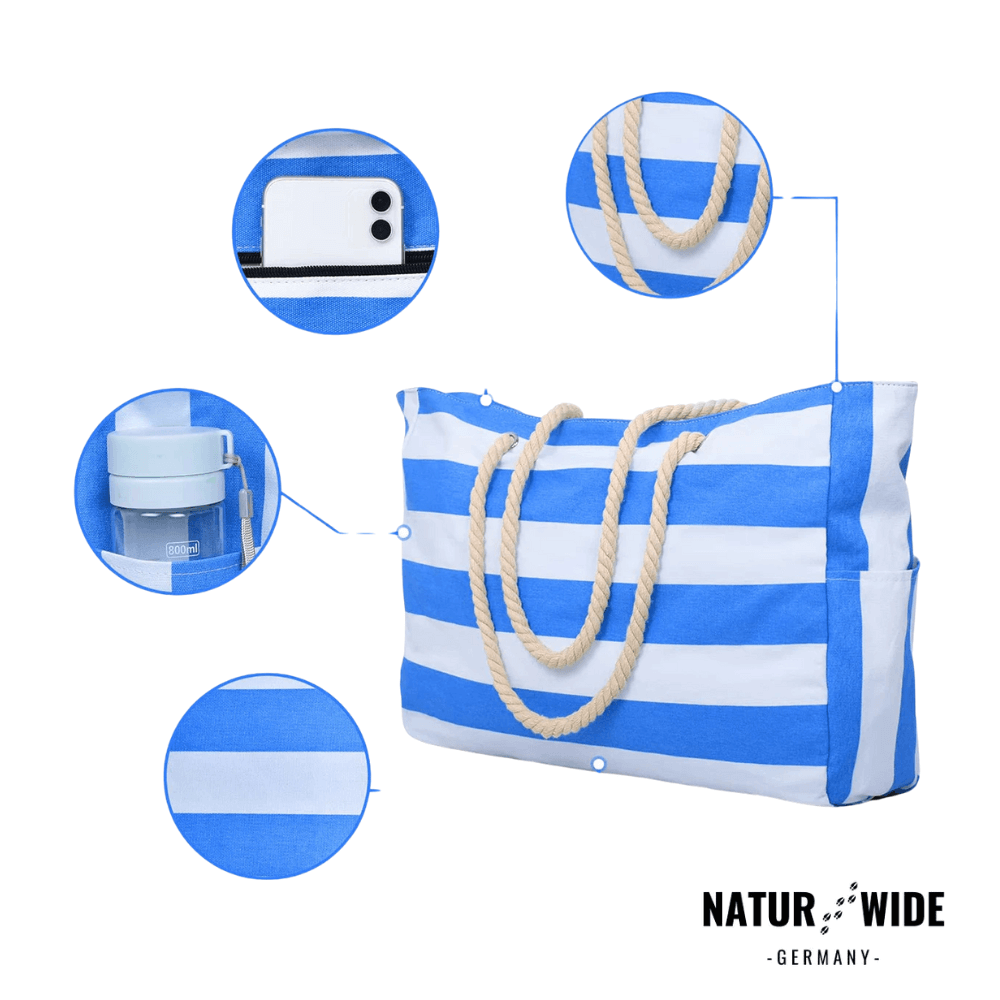 Strandtasche mit Reißverschluss, 50 × 35 cm – Ansicht 8