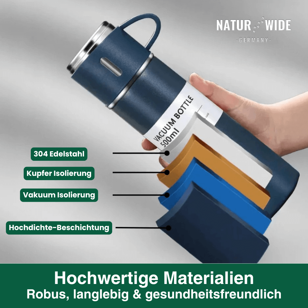 Thermosflasche 500 ml mit 3 Tassen, Edelstahl – Ansicht 8