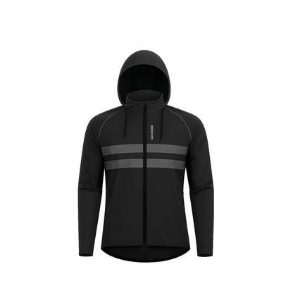 Ultraleichte Regenjacke Pro mit Reflektoren – Schwarz