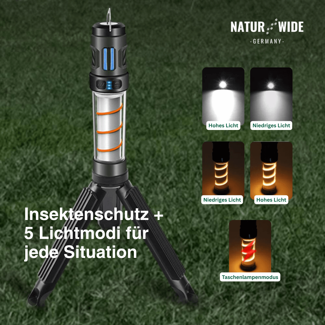 5-in-1-Campinglampe mit Mückenschutz & Stativ – Ansicht 10