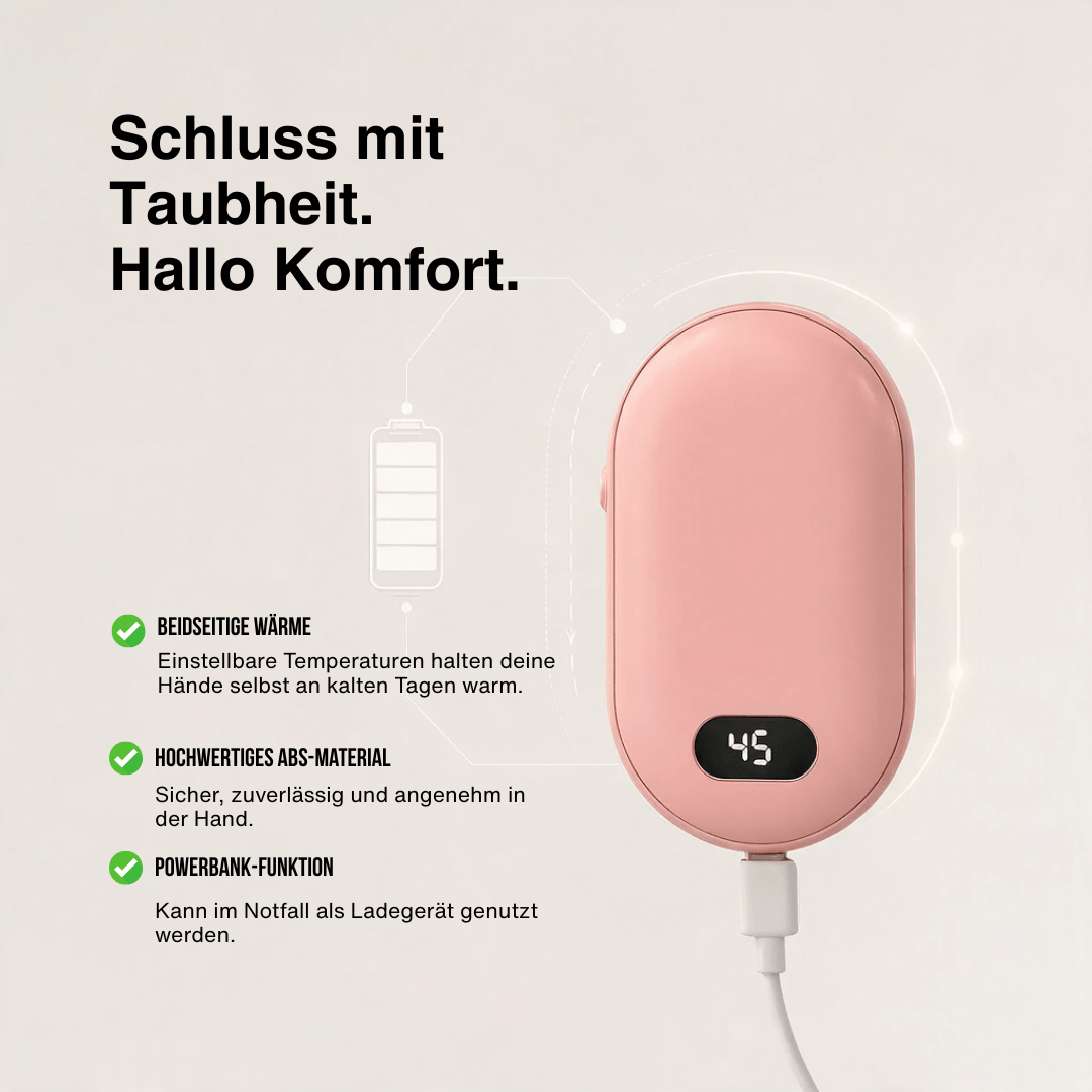 Handwärmer wiederaufladbar, beidseitig, 5200 mAh – Ansicht 4