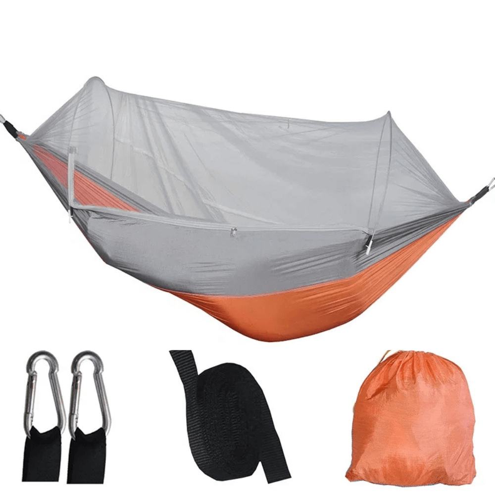 Camping-Hängematte mit Moskitonetz, bis 200 kg – Sommer Orange