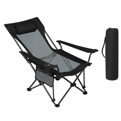 Faltbarer Relaxstuhl mit Liegeposition, 150 kg – Schwarz