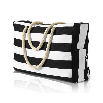 Strandtasche mit Reißverschluss, 50 × 35 cm – Schwarz