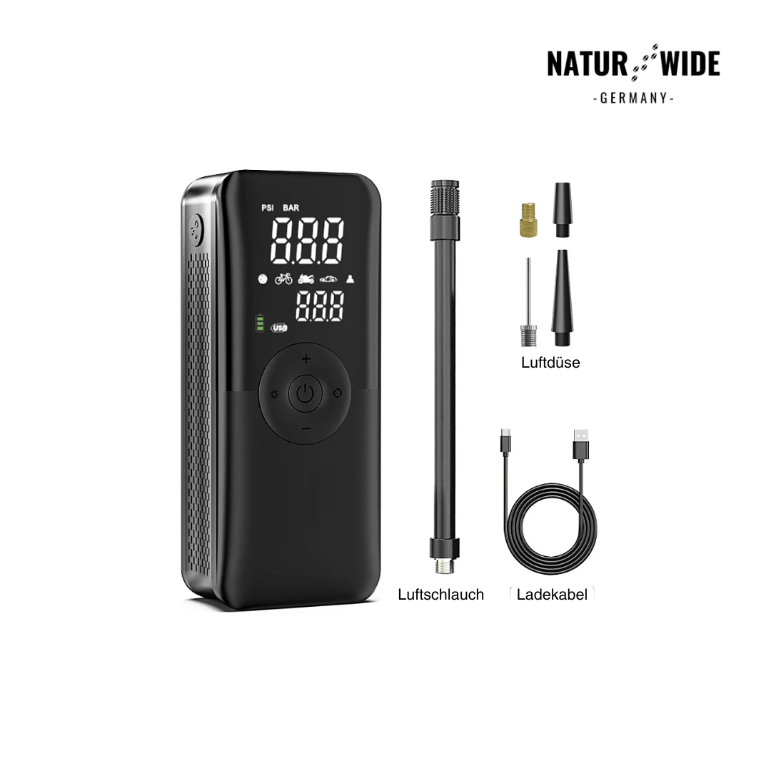 Akku-Reifenkompressor mit Display & Powerbank