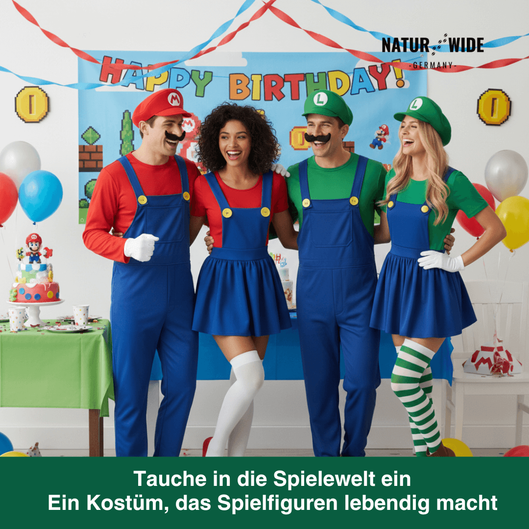 Klempner-Kostüm Rot & Grün: Overall oder Kleid – Ansicht 2
