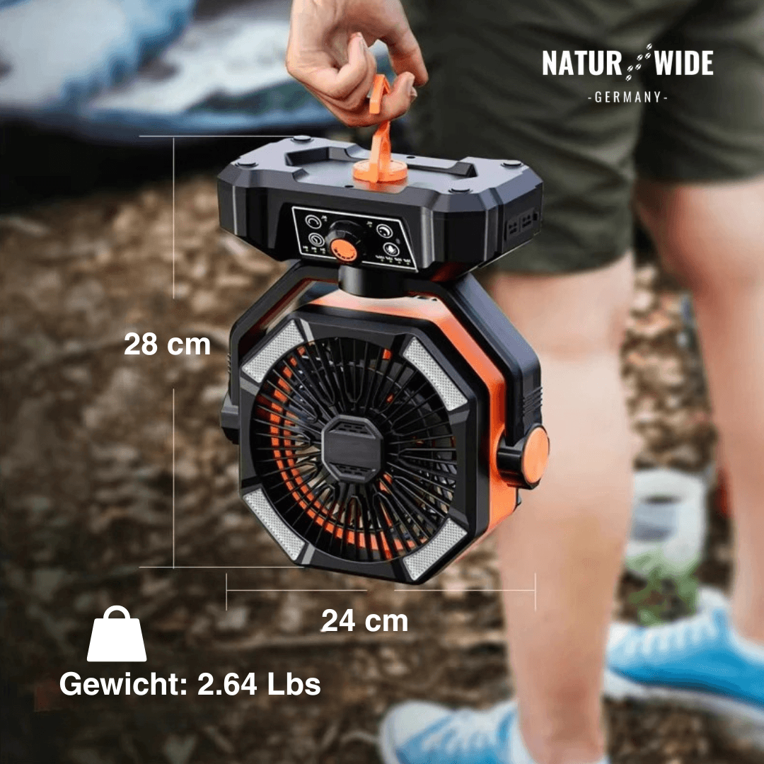 Campingventilator mit Licht, 20.000-mAh-Akku – Ansicht 9