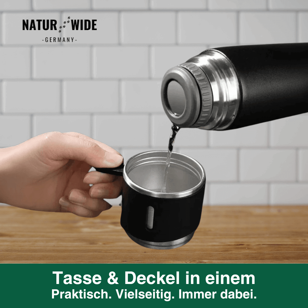 Thermosflasche 500 ml mit 3 Tassen, Edelstahl – Ansicht 6