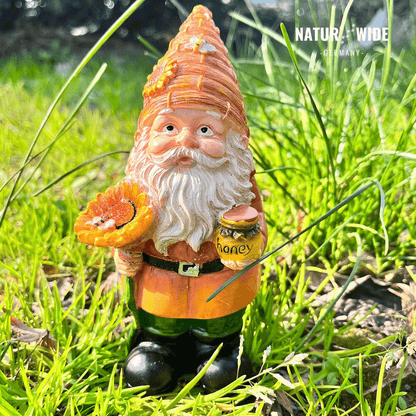 Gartenzwerg als Imker mit Sonnenblume & Honig – Ansicht 11