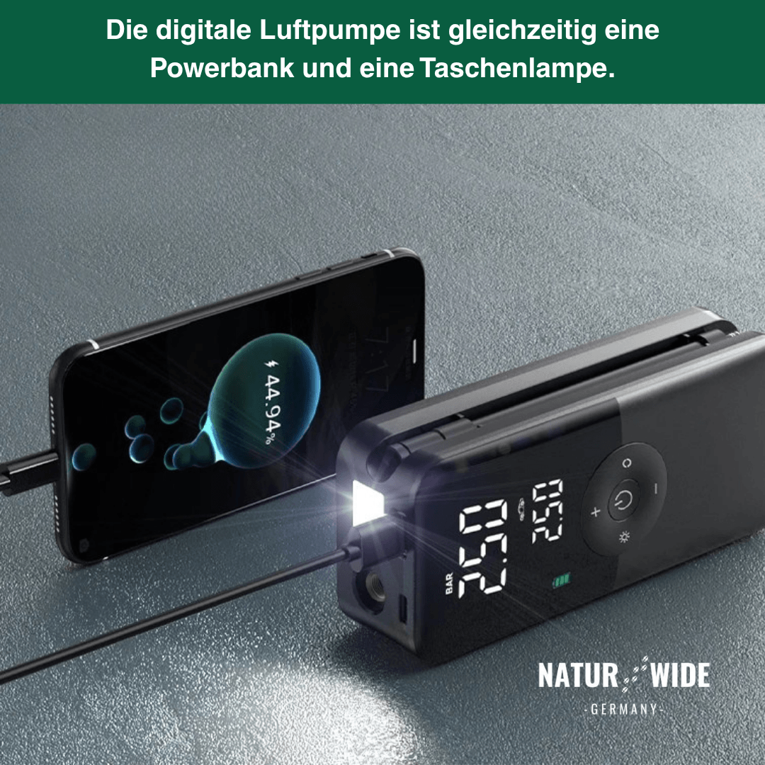 Akku-Reifenkompressor mit Display & Powerbank – Ansicht 10