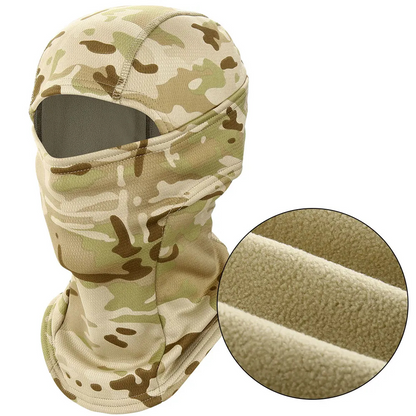Fleece-Sturmhaube winddicht, auch unter Helm – Wüste Camo