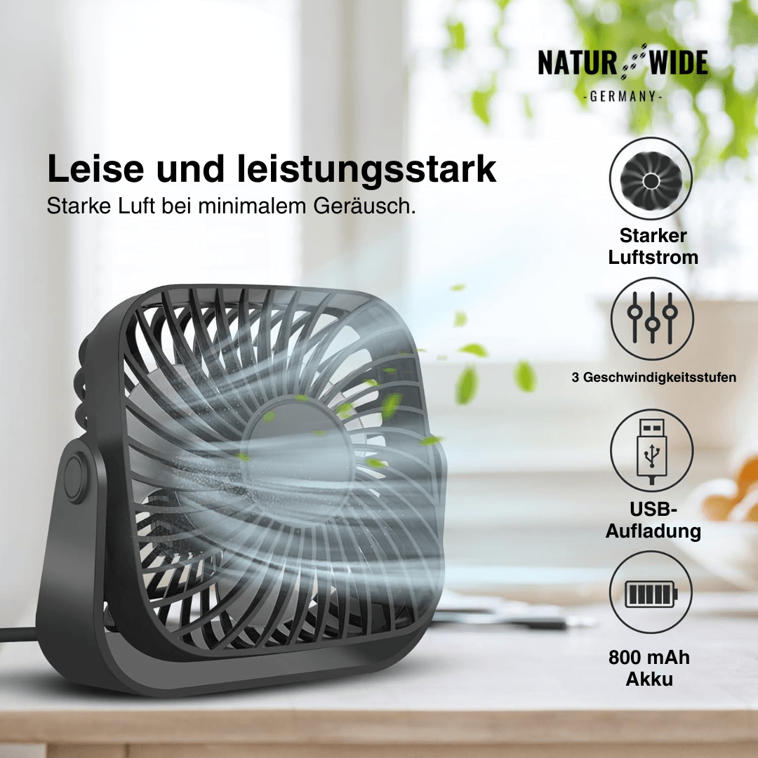 USB-Tischventilator 10 cm, 3 Stufen, neigbar – Ansicht 10
