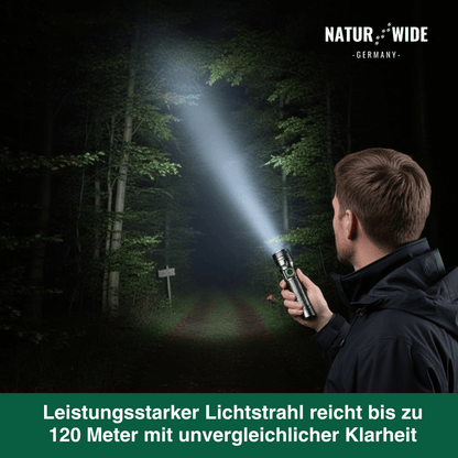 Alu-LED-Taschenlampe mit Zoom und Akkuanzeige – Ansicht 7