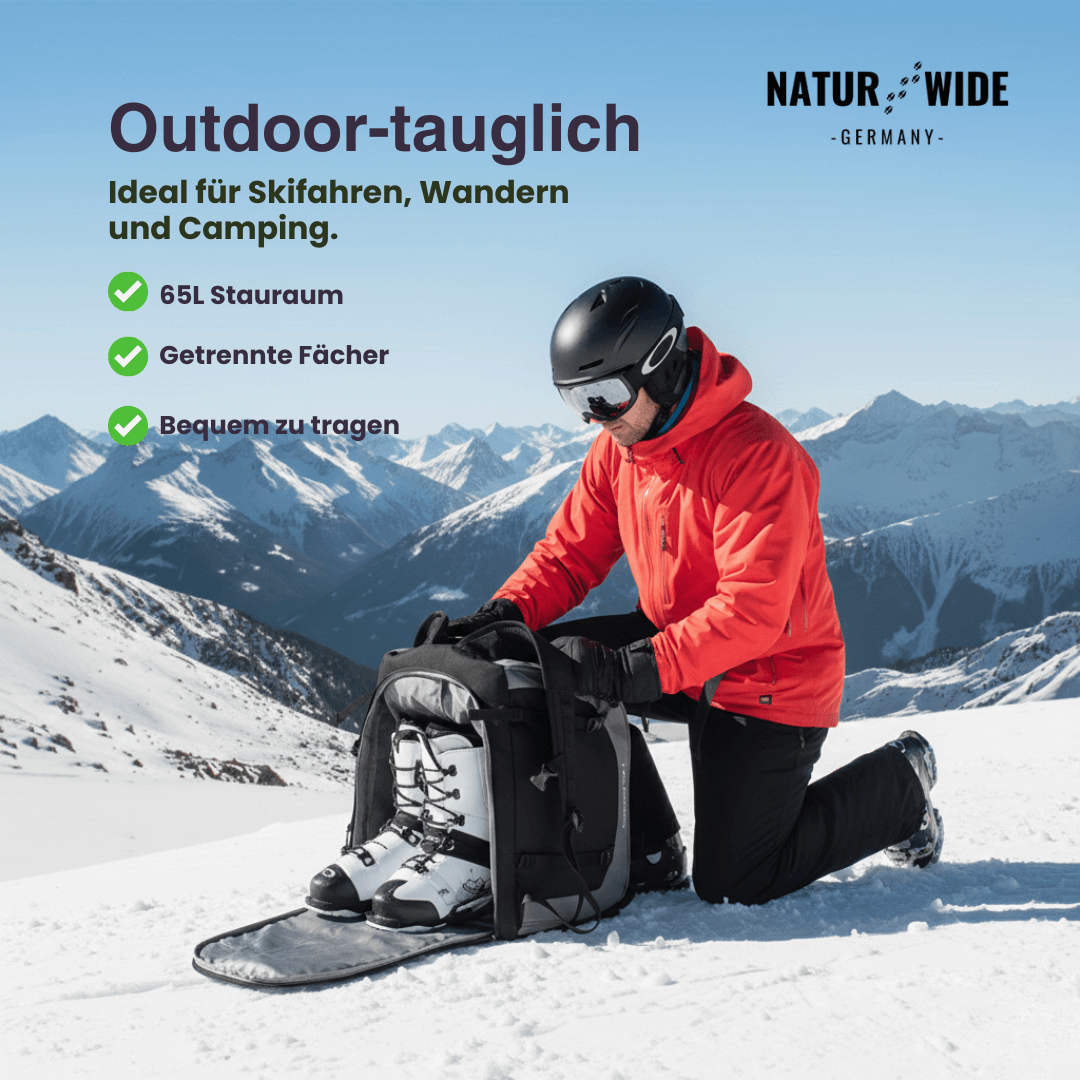 Skischuh-Rucksack 65 L für Stiefel, Helm & Ski – Ansicht 3