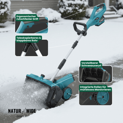 Akku-Schneefräse 3500 W, bürstenlos, mit Rädern – Ansicht 2