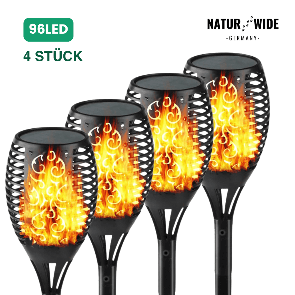 Solar-Gartenfackeln mit Flammeneffekt, 4er-Set – Ansicht 9