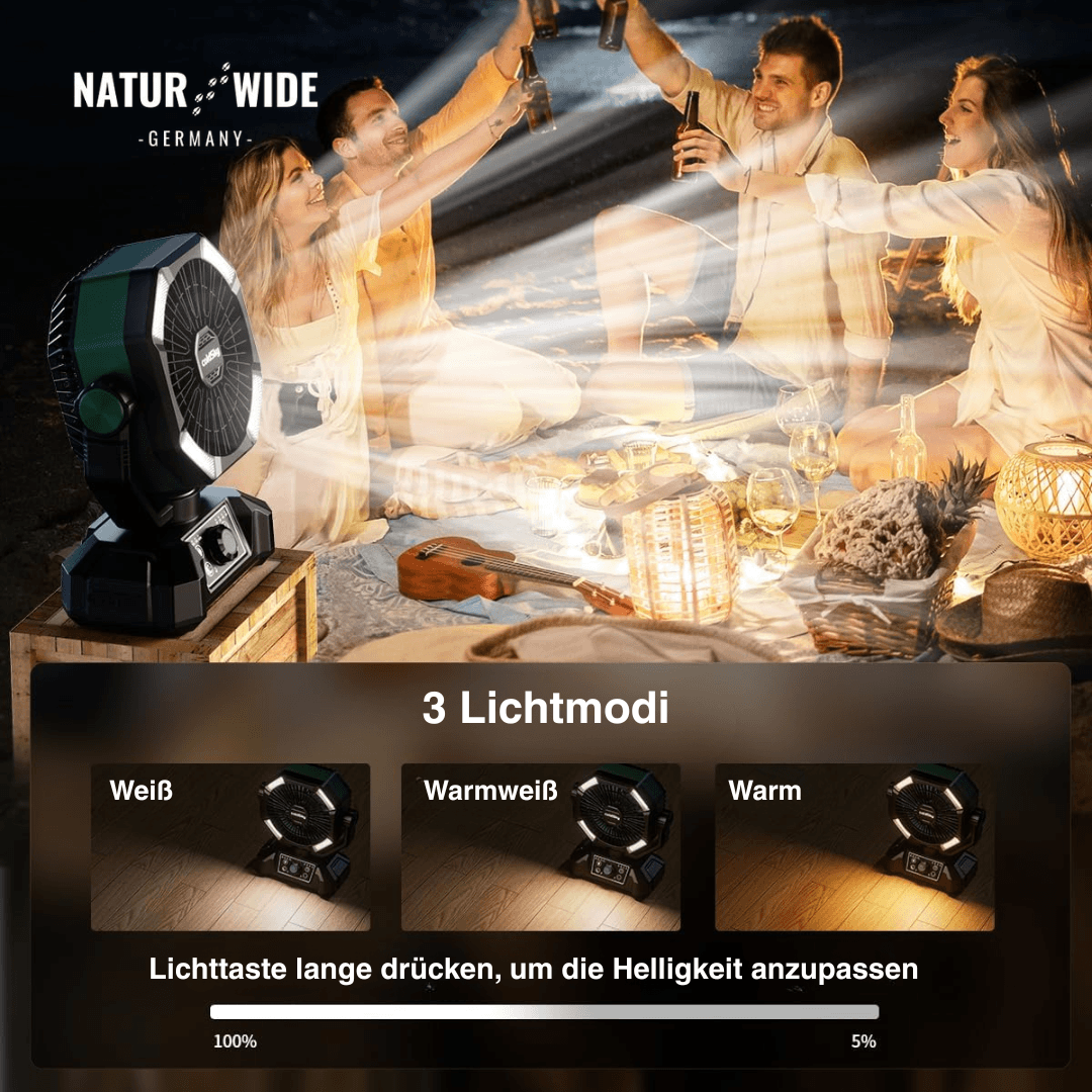 Campingventilator mit Licht, 20.000-mAh-Akku – Ansicht 5