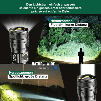 Alu-LED-Taschenlampe mit Zoom und Akkuanzeige – Ansicht 6