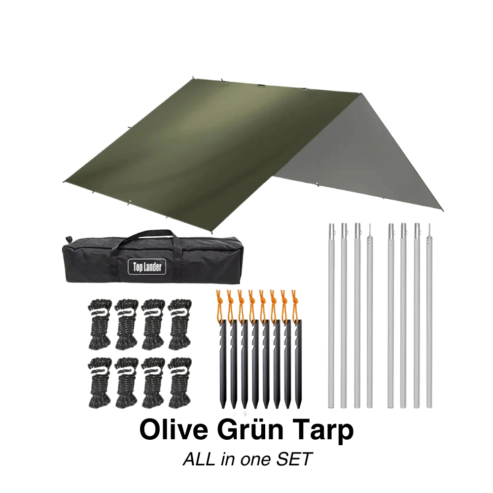 Tarp 3 × 3 oder 4 × 4 m, 3000 mm, UV50+ – Olivgrün