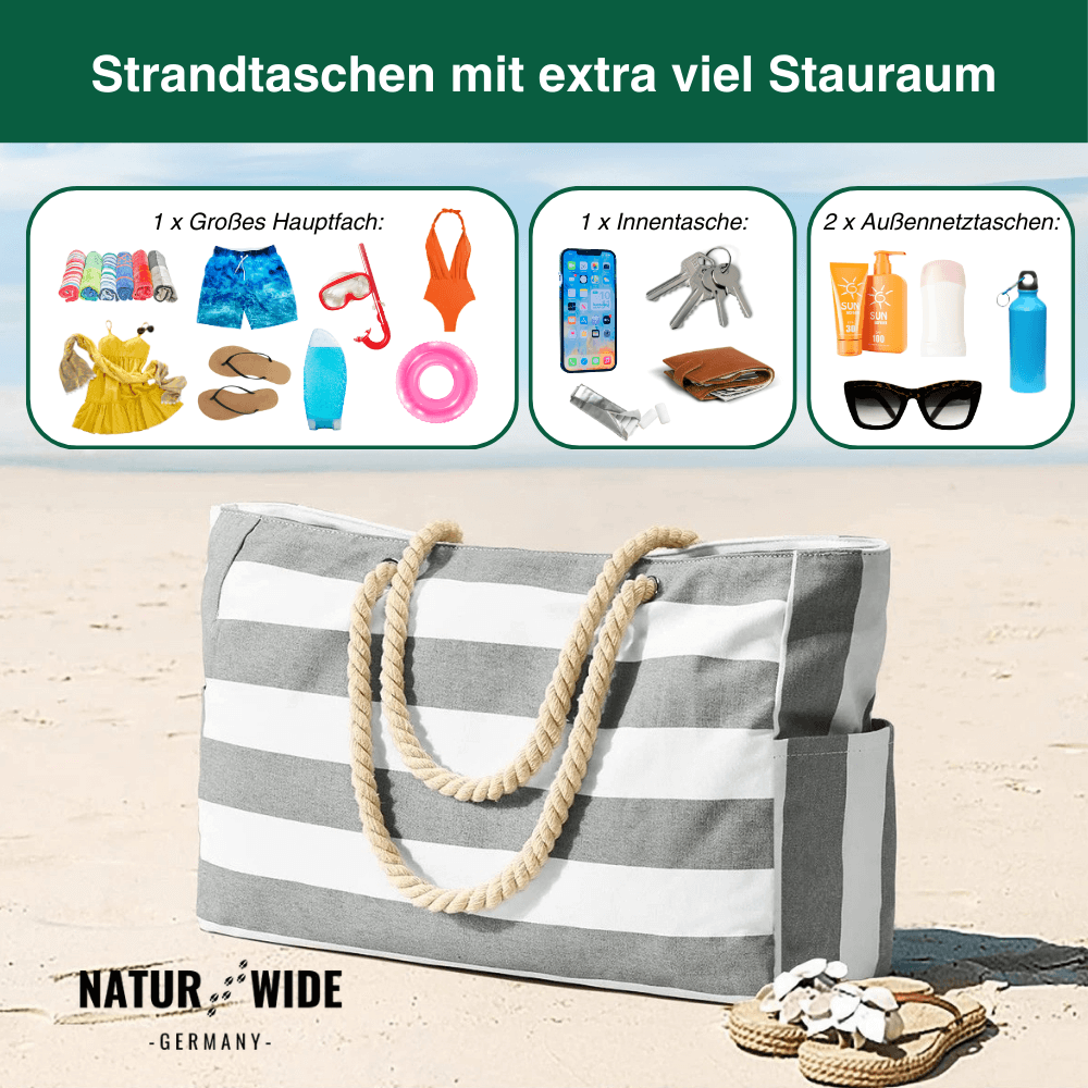 Strandtasche mit Reißverschluss, 50 × 35 cm – Ansicht 2