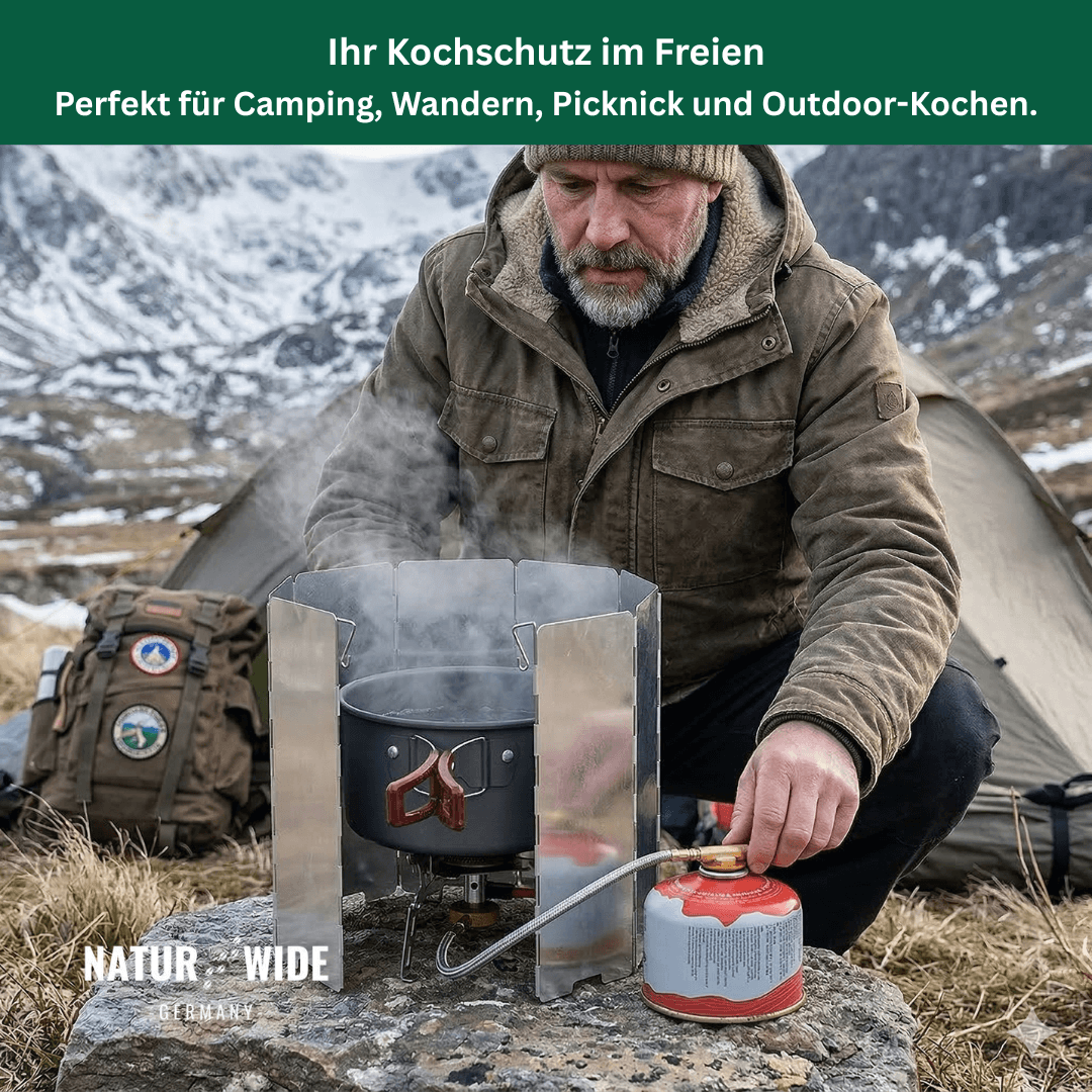 Faltbarer Windschutz für Campingkocher, Alu – Ansicht 8