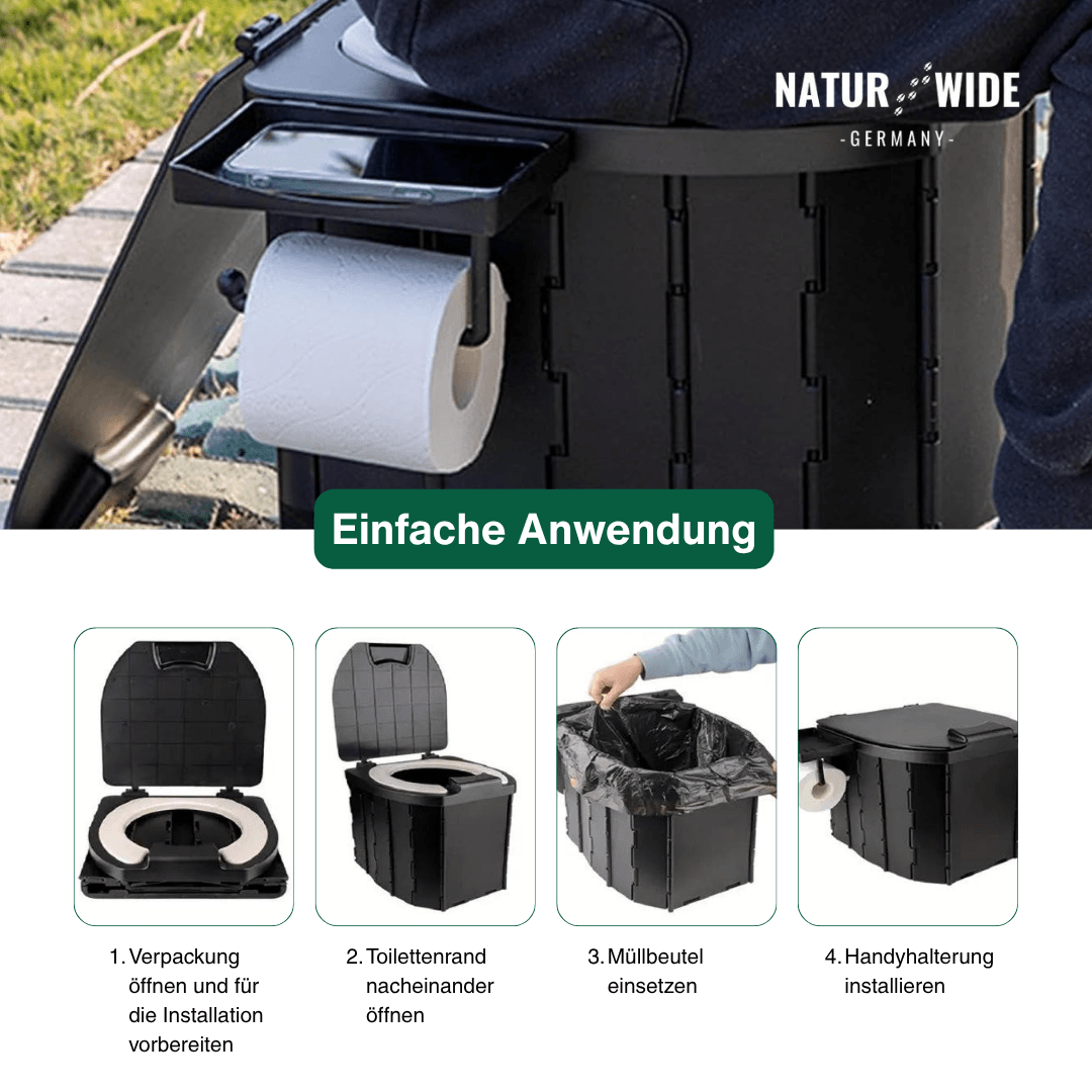 Faltbare Campingtoilette bis 200 kg, 1,85 kg – Ansicht 5