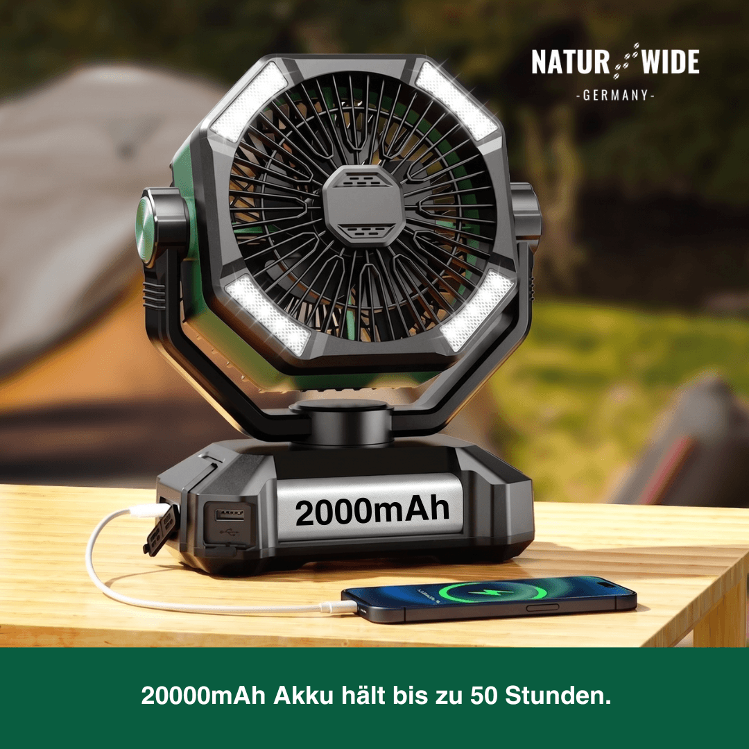 Campingventilator mit Licht, 20.000-mAh-Akku – Ansicht 8