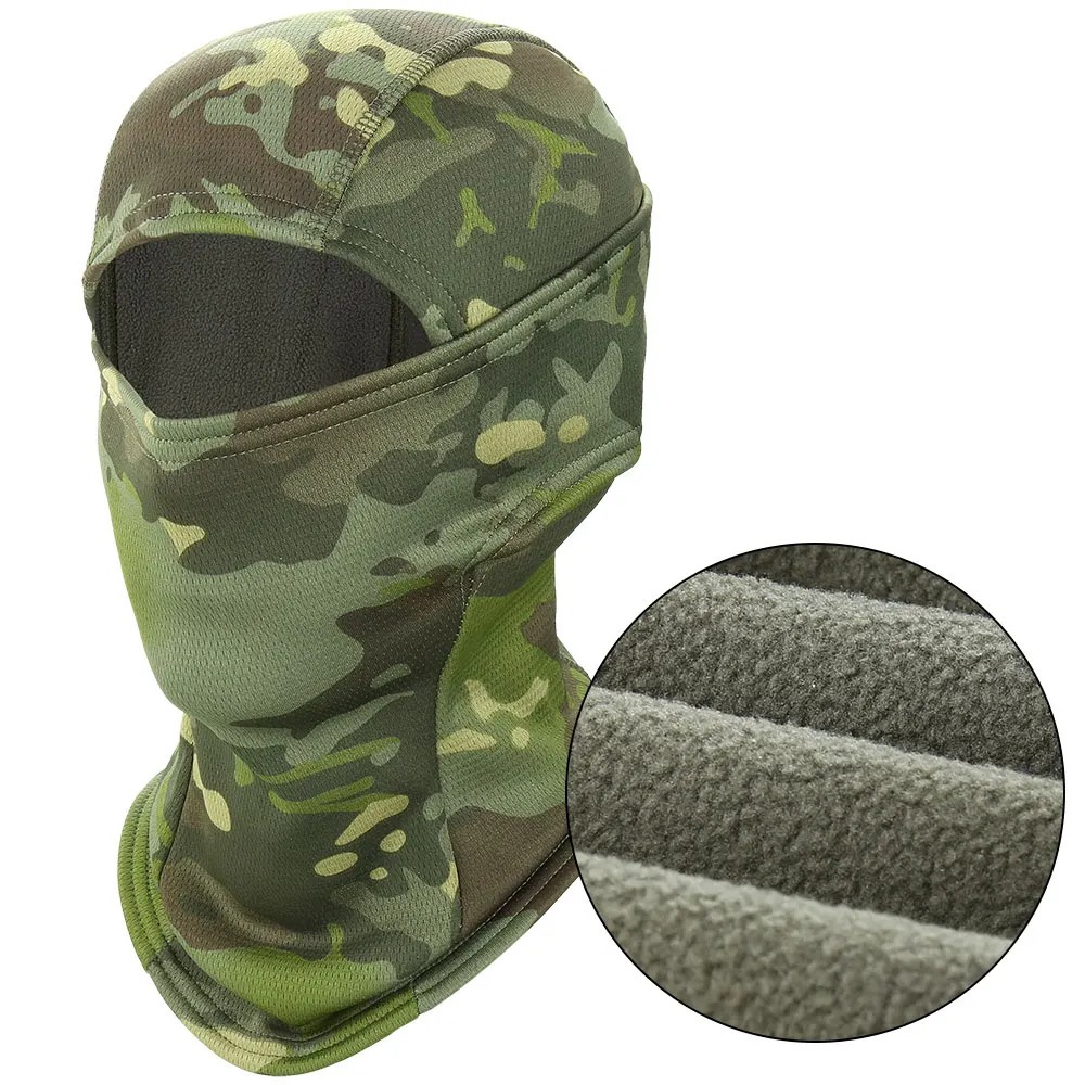 Fleece-Sturmhaube winddicht, auch unter Helm – Sumpf Camo